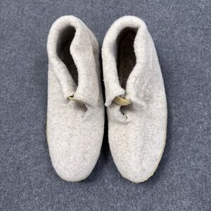 HYRGIES Wool Felt Slip On Slippers Natural Crepe Sole